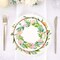 25 White 7 in Round Disposable Paper Salad Plates Flower Wreath Design